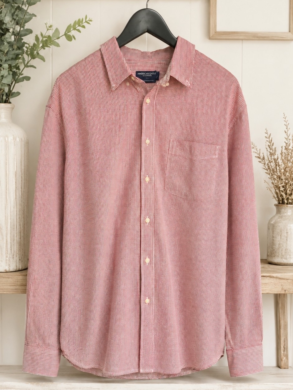 American Eagle Outfitters Plaid Chambray button-down made from 100% cotton XXL